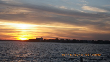 Sunset coming into Charleston Harbor