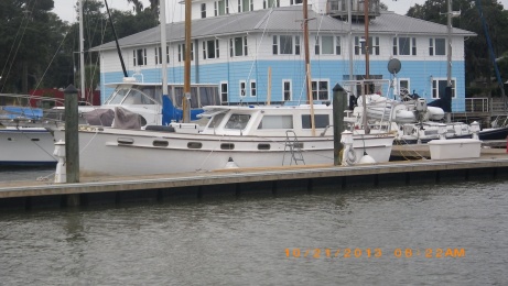 Dockmaster's boat at Lady's Island Marina. 