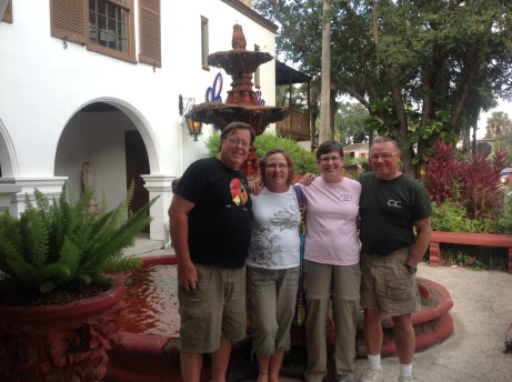 Karl and Jan, Lorraine and Phil in front of Columbia's Restaurant in St. Augustine, FL