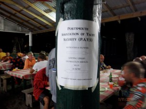 Portmouth Area Yacht Security and people eating.