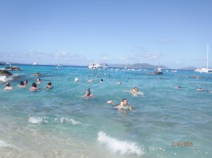 Swimming in from the dinghies. 